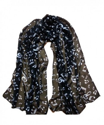 DZT1968 Autumn Winter Women Girl Music Notes Design Long Chiffon Shawl Scarf Pashmina (Black) - CW12598QIRD