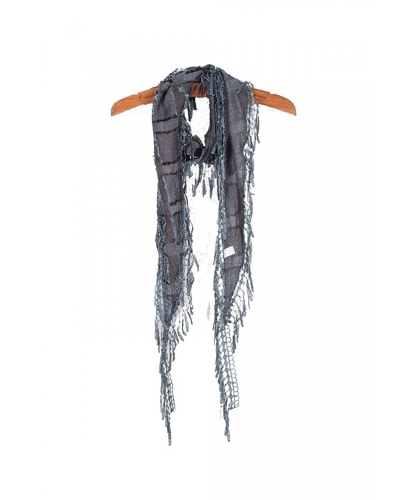 YYSTAR Women's Long Slim Tassel Cotton Neck Scarf Soft Knit Wrap Denim Blue - CJ11VYKDV8F