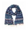 Bruceriver Women's Lightweight Soft Touch Printed Scarf with Tassels - Navy - CF12I68NT2Z