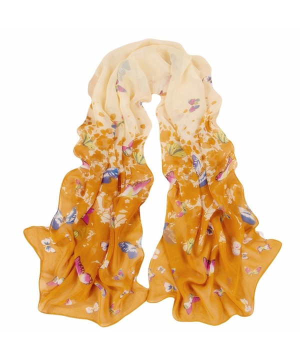 Butterfly Pattern Sheer Voile Shawl 160*50CM Women Scarf for Decorating - Yellow - CN126QH9RER