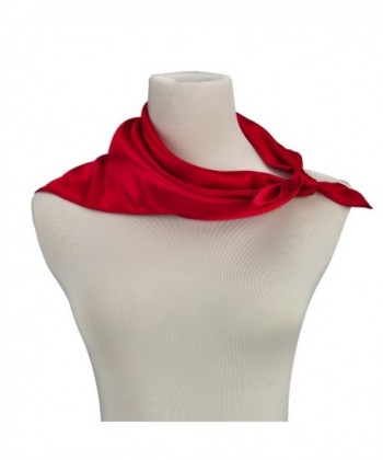 Women Neck Square Scarf Bank Clerk Airline Stewardess Satin Bandana Neckerchief - Deep Red - CL12I2MHHU5