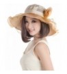 Bienvenu Hat For Women Summer Lace Wide Brim Flower Fascinator Sun Protection Hats Beach Wedding Hats - Brown - CM17XWNK57U