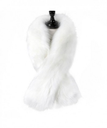 Caracilia Women Winter Warm Faux Fox Fur Collar Scarf Stole Long Scarf Shawl - White125cm - CU186DL9K3Y