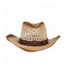 Unisex Woven Straw Cowboy Hat with Decorative Band - Nature - CQ1822Y9L96