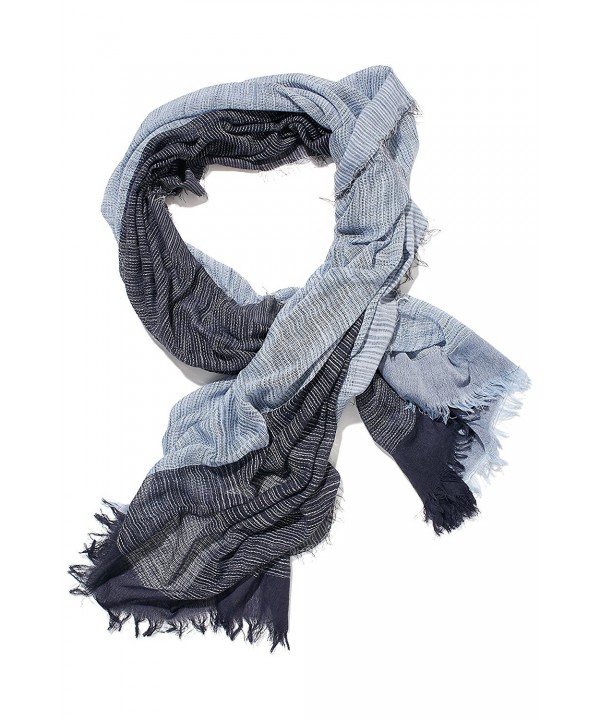 Ladies Shawl Loose Woven Cotton Blanket Scarf Soft Wrap Fashion Scarves For Women - baby blue- navy blue - CF12N9HZ2DK
