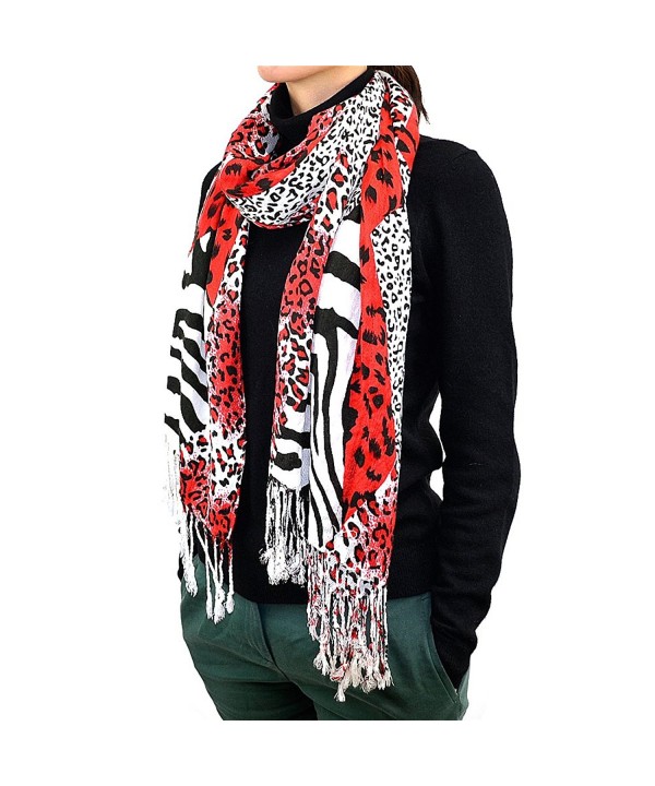 72" Leopard & Zebra Print Scarf - Red - CY129VAYOAV