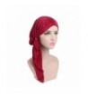 QiaTi Chemo Hat Turban Head Scarf Bandana Pre-Tied Caps Headwear For Women - Wine Red - CW189KRW9OG