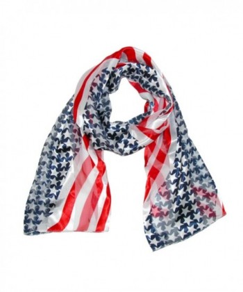 CTM Women's Satin Long American Flag Scarf - American Flag - C5115YJCFVB