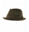 Men's 100% Soft Wool Tweed Winter Fall Derby Fedora Uprturn Curl Hat - Brown - C612MZD2709