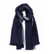 NYFASHION101 Women's Two Striped Oblong Large Blanket Shawl Scarf - Navy - CD12NB65FRY