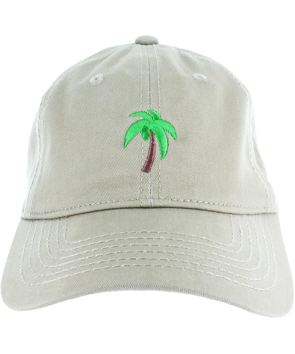 Palm Tree Hat Dad Hat Coconut Tree Embroidered Adjustable Baseball Cap - Khaki - C412ICHKODH