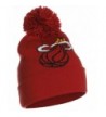NBA Authentic Licensed Basketball Cuff Pom Pom Beanie Knit Hat Cap - Miami Heat Red - CO12L9XUQV1