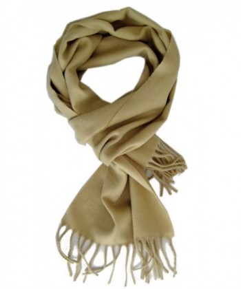 Frost 100% Cashmere Scarf Soft Warm All Natural Cashmere Scarf - Beige - CZ11ONTOU0R