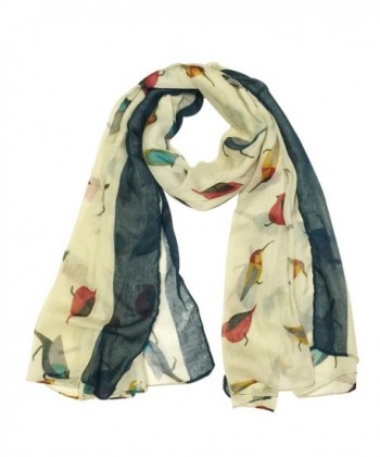 Wrapables Soft Viscose Bird Print Multi-Style Scarf Wrap Shawl Sarong - Cream - CJ11ATX8Y6B