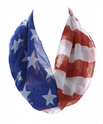 Women's Thin and Soft Star Spangled Banner Infinity Scarf Red White & Blue - C611YUAR85H