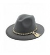 Lisianthus Women Pearls Fringed Woolen Fedora - Grey - CZ182ONCA06