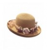 HAPEE Womens Flowers Summer Wide Large Big Brim Sun Hat Floppy Foldable Roll Up - Roundcoffee - C917YIR97U5