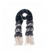 Premium Long Dual Tone Fair Isle Knit Warm Winter Fringe Scarf - Diff Colors - Navy - C7127YA7NGN