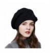 SOMALER Winter Women French Beret 100% Angora Wool Beret Beanie - Black - C6188AZMN5N