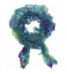 Women's Dramatic Watercolor Animal Print Chiffon Ruffle Scarf - Aqua Blue Multi Cheetah - CL183ZHY8HD