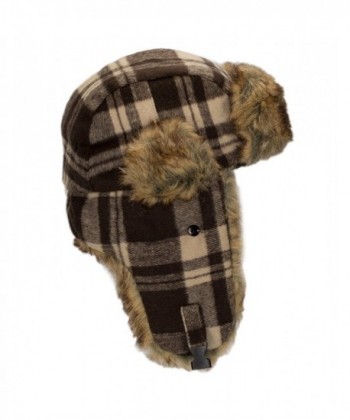 RPI Buffalo Plaid Winter Trooper Hat and Flip Finger Glove Gift Set - Brown & Tan - C0185ORE9WZ