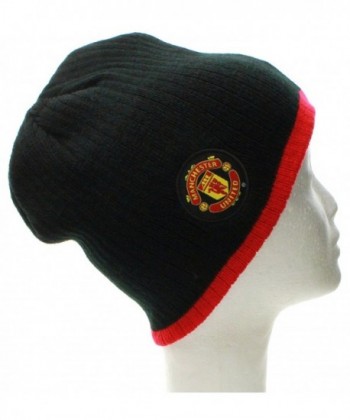 Manchester United Winter Beanie Soccer Futbol Knit Hat Cap - Cuffless Black Red - C311QKCAP5X