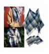 Oct17 Women's Plaid Scarf Blanket Shawl Grid Winter Cozy Tartan Wrap with Fringe - Blue Gray - CN1882YWYK7
