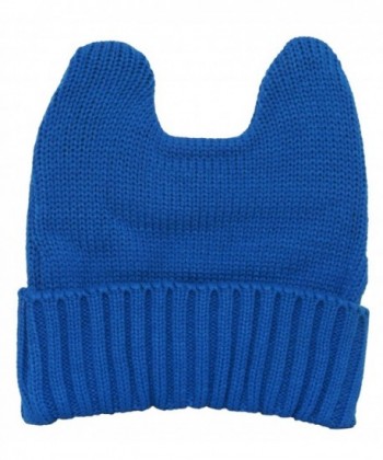 Cute Adventure Ears Rib Knit Beanie - Royal Blue - CU11G6C5DUF