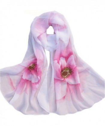 Outtop Womens Fashion Chiffon Soft Shawl Scarf [ Vintage Floral ] - Pink - CH12NA05FYP