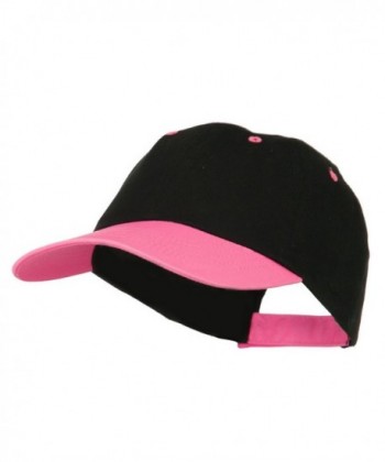 6 Panel Light Weight Two Tone Brushed Cotton Twill Cap - Black Neon Pink - CV11M6K0R9N