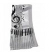 Women's Scarf with Large Treble Clef and Piano Keys - White - CV12NGHP8EI