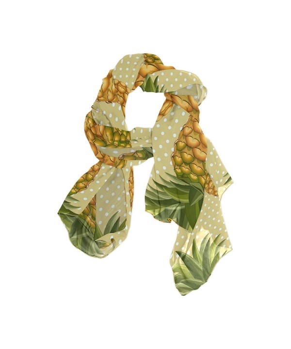 DEYYA Womens Infinity Lightweight Silk Scarf Pineapple Pattern Prints Long Silk Scarves - C6186N9KSX6