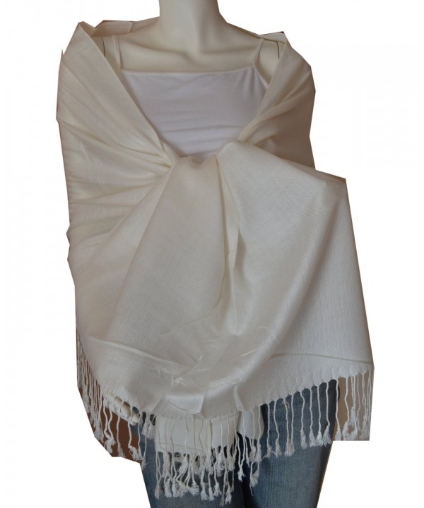 New Best Soft 100% Pashmina Scarf Shawl Wrap Stole (Cream) - CQ114ZWA8HP