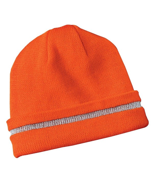 CornerStone Men's Enhanced Visibility Beanie - Safety Orange/ Reflective - CJ11QDRGLFT