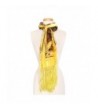 Lily and Bamboo Designed Velvet Touch Long Scarf with Tassel - Yellow - CF1875N5OYT