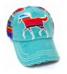Turquoise Serape Colored Mustang Patch Embroidery Hat - CN186WGK0SO