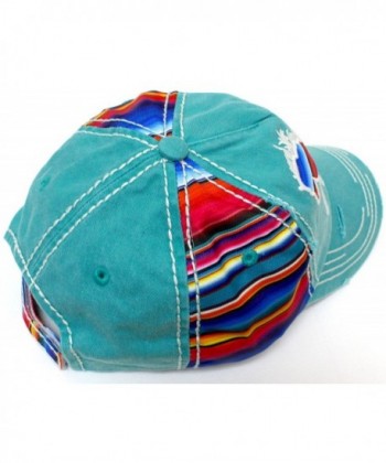 Turquoise Serape Colored Mustang Embroidery in Women's Baseball Caps