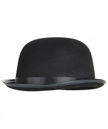 Gemvie Men Women Black Felt Bowler Derby Hat Magician Fancy Dress Hat - Black - CM12O6Z7YKU