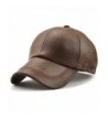 YOYEAH Men's Classic Plain Adjustable Leather Baseball Cap Sports Outdoor Panel Hat Sun Hat - Light Brown-1 - C6187MK4ICU