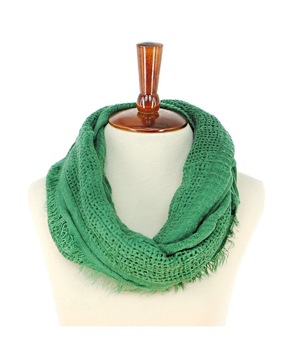 Basico Women Unisex Warm Circle Ring Infinity Scarf Neck Warmer Grunge Net with Fringe Various Colors - Green - CM11NJ7JQAH