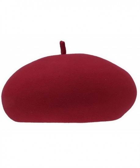 ACVIP Womens French Style Beret Hat Wool Warm Beanie Cap - Wine Red - C9125Q0KDRP