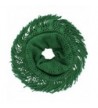 Open Knit Infinity Scarf With Fringe - Green - C911QMSD7Y7