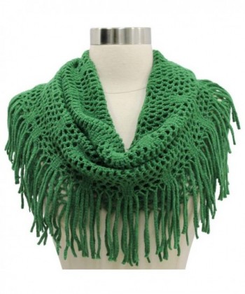 Green Open Infinity Scarf Fringe in Cold Weather Scarves & Wraps