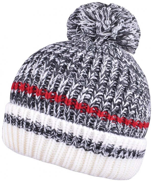 WDSKY Winter Knit Beanie Skull Caps With Pom Pom Beanies For Women Mens Bobble Hat - Dark Gray - CW187C09GWA