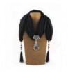 YOUR SMILE - Premium Soft Solid Color Sheer Infinity Fringe Scarf (Black/Pendant) - CG187HIHS8A