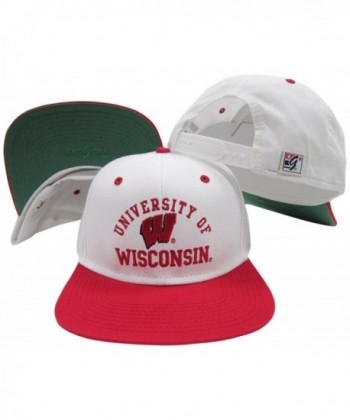 Wisconsin Badgers White/Red Two Tone Plastic Snapback Adjustable Snap Back Hat / Cap - CZ118FIKVNH