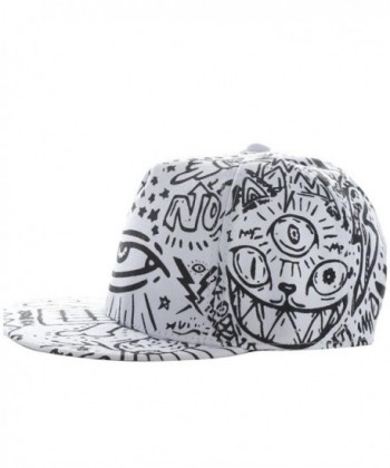 Kemilove Fashion Vintage Baseball Flat Bill Hat Hippie Eye Hiphop Adjustable Cap - White - CP12IFQ3Z1X