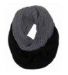 Funky Junque's C.C Ribbed Knit Warm Fashion Scarf Multicolored Infinity Scarf - Stripe Black/Grey - CQ186OO22KH