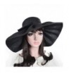 Women's Linen Kentucky Derby Wide Brim Sun Hat Sea Beach Summer - Black - C217YWQOWIS