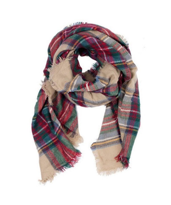 Women's plaid blanket scarf Winter Fashion Soft Warm Oversized Wrap Shawl - 01-brown Red - CM1887NTI5X